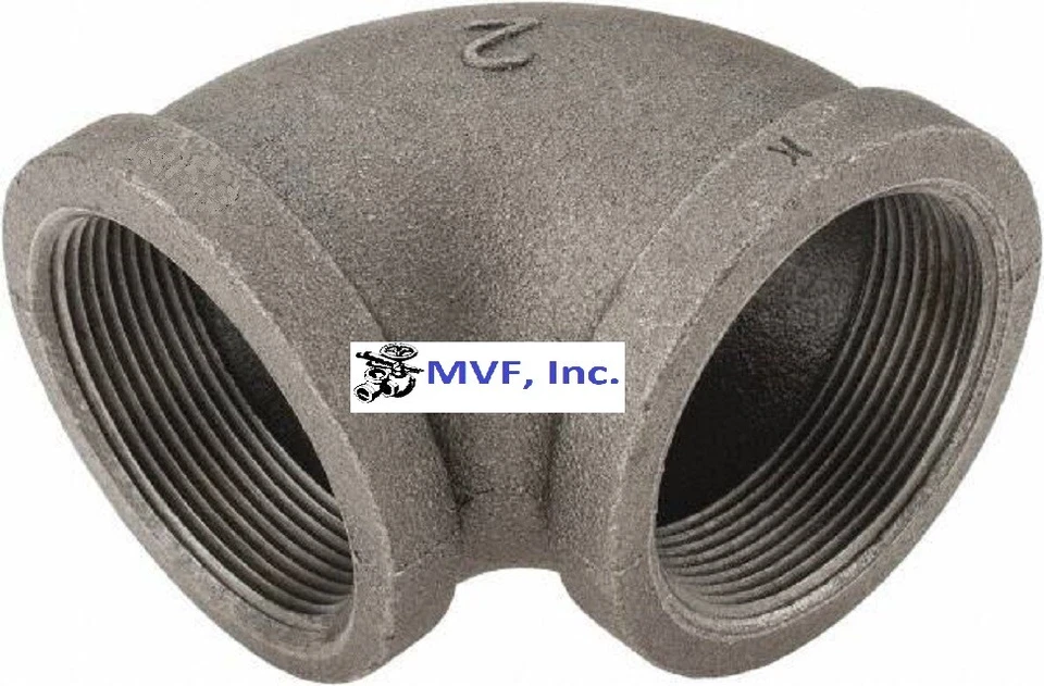 1/8" 150 Female NPT 90° Elbow Black Malleable Iron Pipe Fitting MI010141BMI - Image 2 of 4