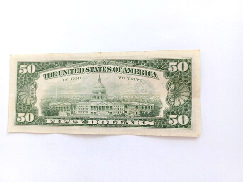 1985 $50 Fifty Dollar Bill Federal Reserve Note, US Serial # G04059413B - Picture 2 of 2
