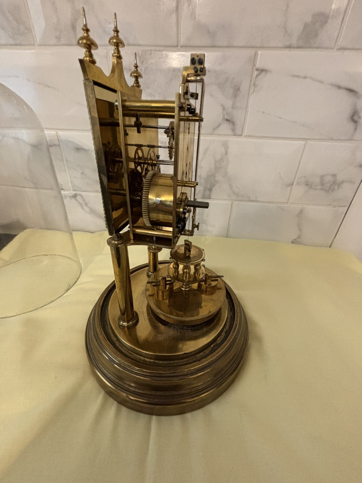 Gustav Becker Anniversary Clock, Glass Dome, Disc Pendulum, Serial