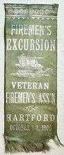 1900 Firemen's Excursion Veteran Firemen's Assn HARTFORD Ribbon Whitehead & Hoag