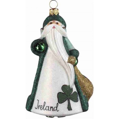 Ireland Irish Santa Celtic Cross Polish Glass Glitterazzi Christmas Ornament New