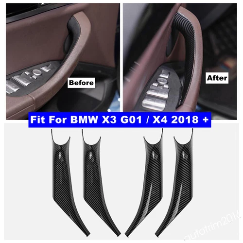 Door Handle Armrest Cover Trim For BMW X3 G01 / X4 2020-2023 Carbon Fiber ABS L - Picture 1 of 4