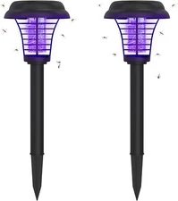 2PC Solar Powered Outdoor Mosquito Fly Bug Insect Zapper Killer Trap Lamp Light