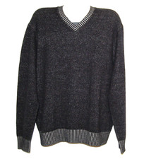 Raffi Navy Gray Wool Cashmere Men's V-Neck Shirt Sweater Size US XL EU 54