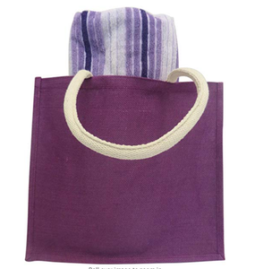 Purple Burlap Beach Bag Large Tote with Striped Beach ...