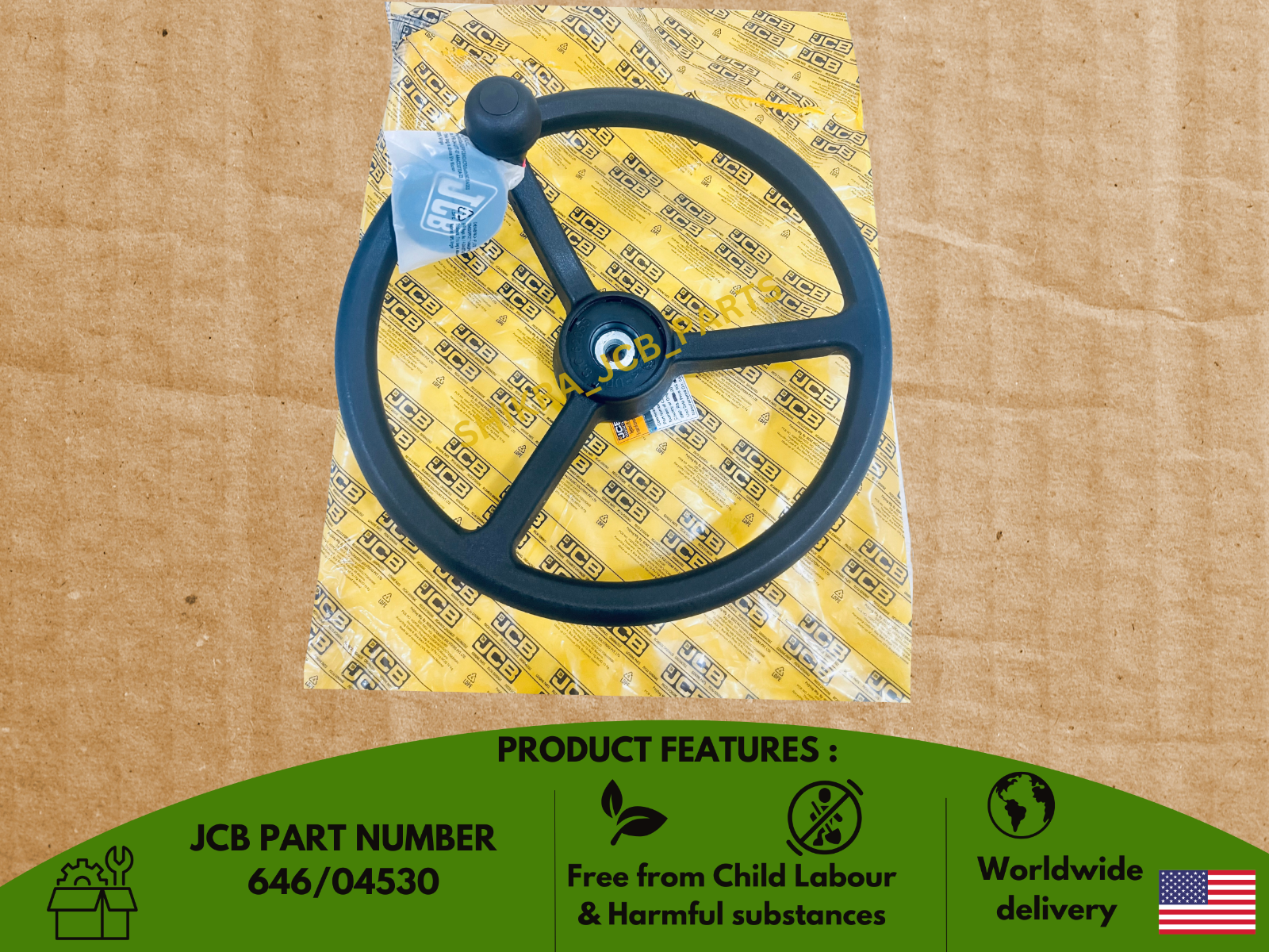 JCB BACKHOE GENUINE, KNOB STEERING WHEEL (PART NO.125/34900 125/35000 333/Y5768)