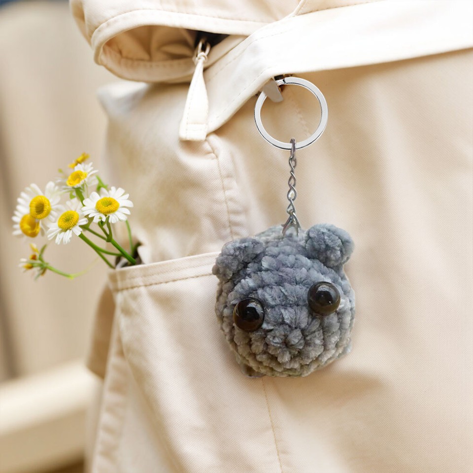 Crochet Plush Sad Hamster Meme Key Rings for Car Keys Backpack Handbag