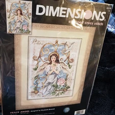 Dimensions Peace Angel Stamped Cross Stitch 3219 12" x 16" OPEN UNUSED COMPLETE