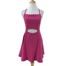 Max & Ash Dress Womens M Medium Midriff Cutout Scalloped Halter Open Back Flare