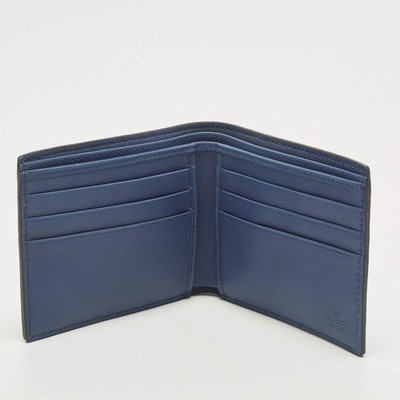 Gucci Navy Blue Microguccissima Leather Bifold | eBay