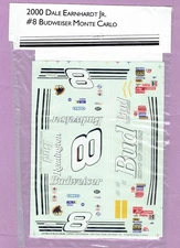 *RARE* 1/24 JWTBM 2000 DALE EARNHARDT JR #8 BUD MONTE CARLO "ROOKIE" DECAL SHEET