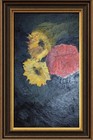 Expressive Floral Art Abstract Pop Art Oil On Board Painting Modern.