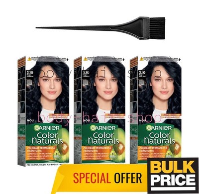 Garnier Color Naturals 2.10 Blau Schwarz Haarfarbe Creme Grau Deckend 3er Pack