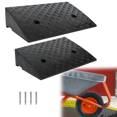 2 PCS Gummirampe Rampenauflage Bordsteinrampe Auffahrrampe 10.5 cm Hoch Schwarz
