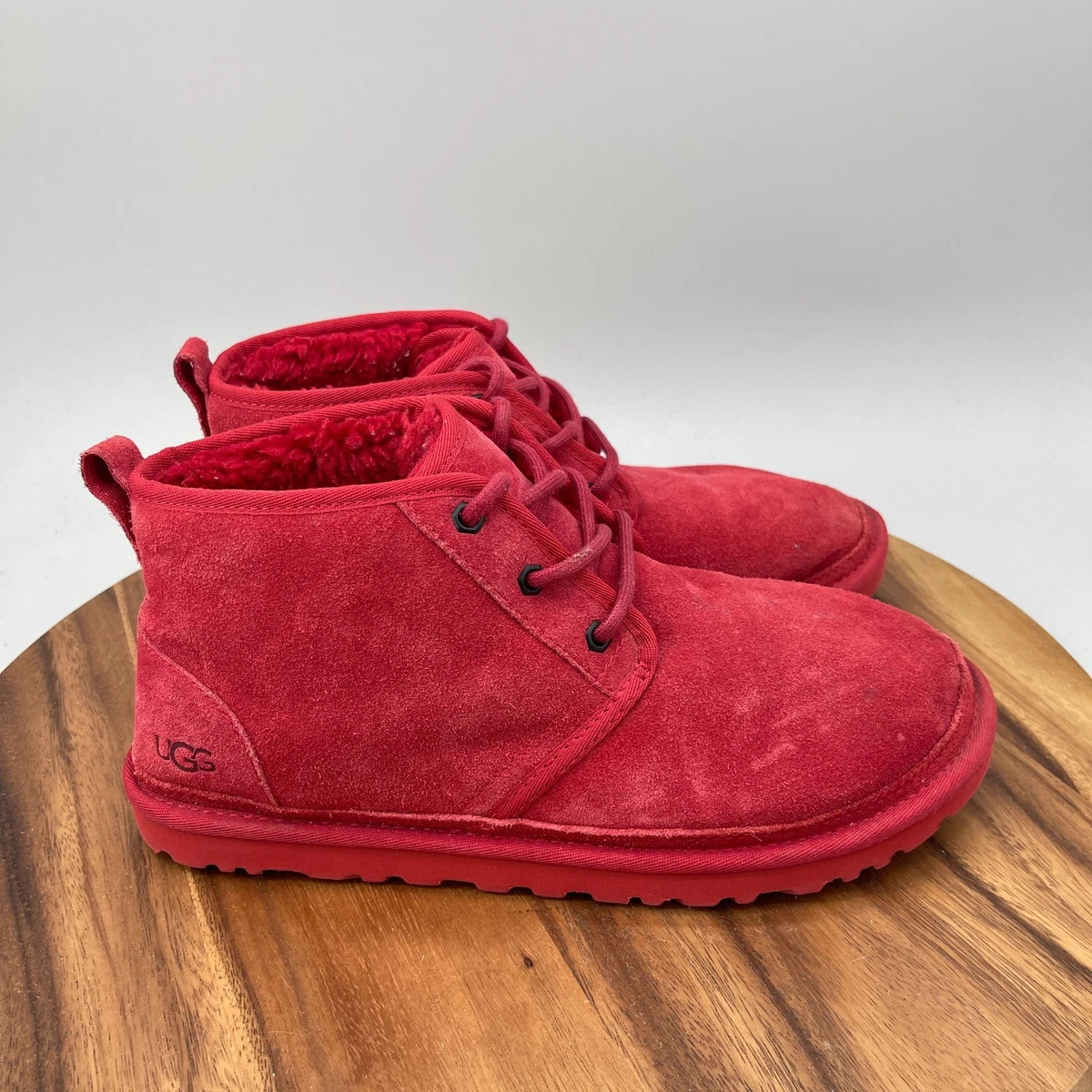 UGG Neumel Boots Mens Size 9 Red Suede Chukka Casual Comfort Ankle Fur Lined UGG Mens Red Neumel Classic Suede Lace-Up Chukka Boot Shoes  main image 3