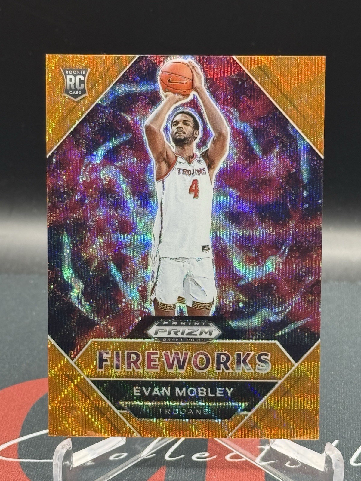 SP/75 2021-22 Prizm Draft Picks Fireworks ORANGE WAVE Evan Mobley #2 Trojans Cav