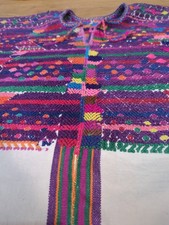 Vintage Guatemalan Huipil Blouse Handwoven Embroidered Cotton Colorful 48" X 38"