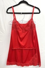 Vintage Vassarette Ladies Red Lingerie Slip Set Size 36 Half Slip  M Lace Top