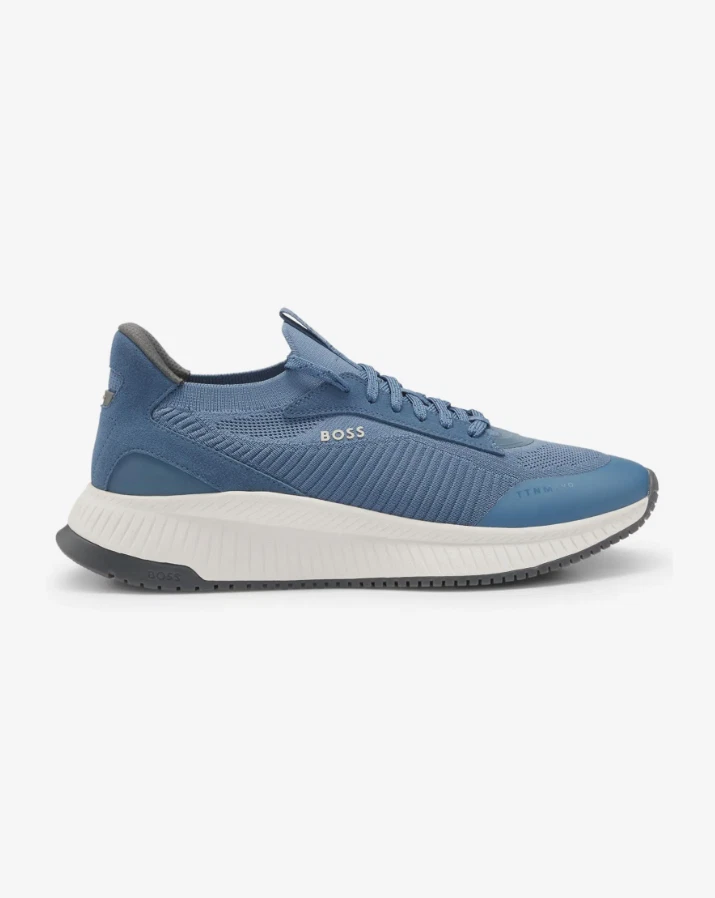 BOSS Mens Trainers Blue Casual Sneakers With Logo - TTNM Evo Slon Size 10