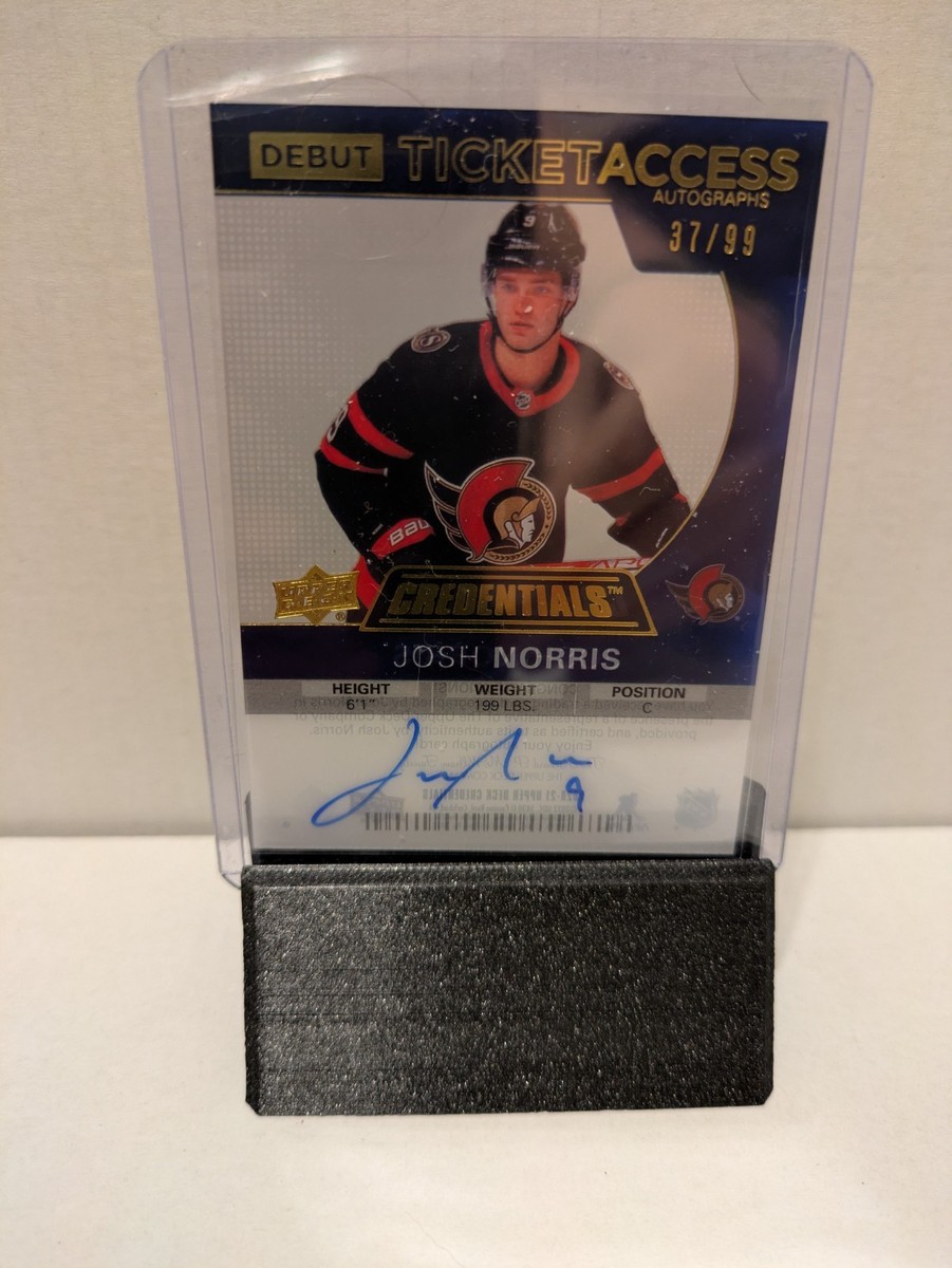 【新品】アールグラージュ賢者の石/Wing of Victoryの2点保証書付き 2021-2 UPPER DECK CREDENTIALS JOSH NORRIS DEBUT TICKET ACCESS AUTO