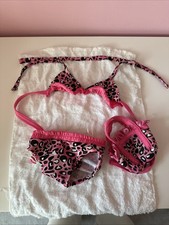 Pink Leopard Print Bikini Set With Towel Top ,Bottoms And Bag(BEAR NOT FOR SALE