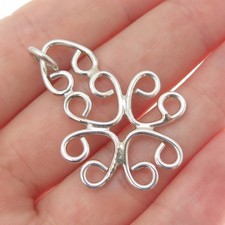 925 Sterling Silver Vintage Ornate Heart Cross Charm Pendant