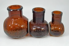 Vtg Antique Lot of 3 Bovril Limited Meat Juice Glass Bottles 16, 8, & 4 oz UGB
