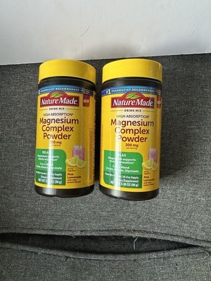 2 NATURE MADE MAGNESIUM COMPLEX POWDER DRINK MIX 300mg PINK LEMONADE!! 3.38oz X2