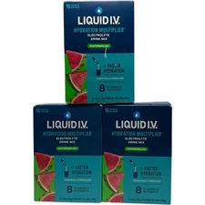3-Pack Liquid I.V. Hydration Multiplier Watermelon 15 Sticks Each • 45 Total