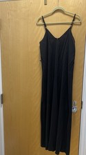 Zara Black V-Neck Slip Dress Strappy Sleeveless Midi Lightweight Size S
