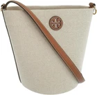 TORY BURCH 160762 CANVAS BROWN LEATHER STRAP 2-WAY WOMENS CROSS BODY BAG