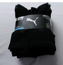 Puma Men's 8-Pack Drycell Moisture-Wicking Crew Socks DH3 Black 6-12 NWT