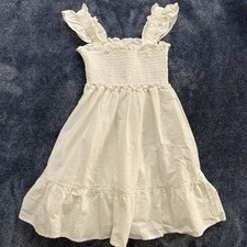 Janie and Jack White Seersucker Smocked Sundress Ruffle Sleeveless Girls 7