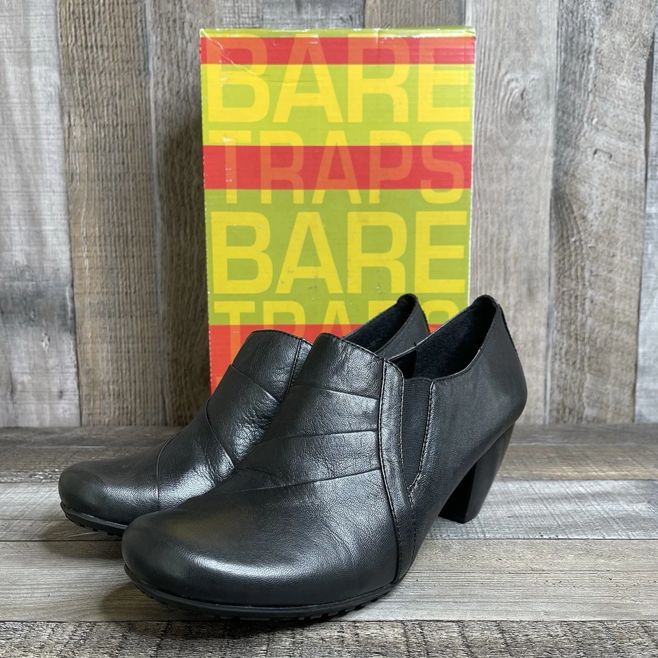 Womens Baretraps Theresa Black Leather Professional Comfort Heeled Clogs Size 9 - Image 2 of 4