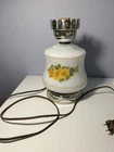 Vintage Hurricane Lamp Milk Glass Floral Base Only Works