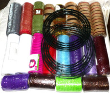 MESH RIBBON Lot of 20 Rolls VARIETY Colors 30 feet Plus 12" Wire WREATH Frames
