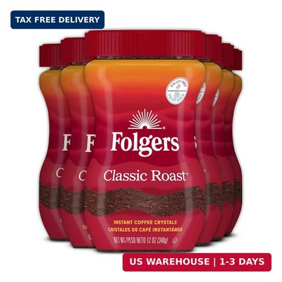 Folgers Classic Roast Instant Coffee, 12 Oz. Jar (Pack of 6)