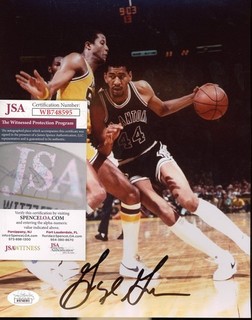 George Gervin HOF Signed San Antonio Spurs 8x10 Color Photo AUTO JSA COA