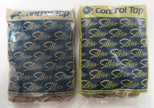 Vintage Lot 2 Pairs SILKIES CONTROL TOP Pantyhose Size MEDIUM Beige Honey 722