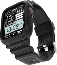 Apple Watch 45 44mm Rugged Protective Bumper Case with Strap Military Grade