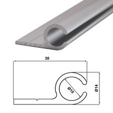 (6€/m) Kederschiene 1,5 m Alu eloxiert 14x30mm Zeltkeder 7,5-8,5mm 0°