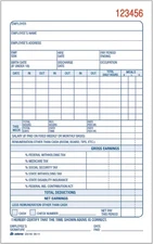 Adams Employee Payroll Record Book, 2 Part, Carbonless, 4.19 x White/Canary 