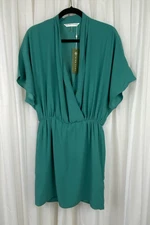 Trina Turk Women's Sz S Green Concourse Surplice Blouson Mini Dress New $258