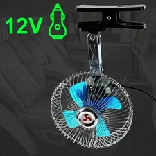 6''12V Car Auto Summer Portable 360 Rotation Cooling Oscillating Fan Travel Van