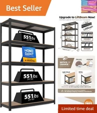 Versatile 48" Heavy-Duty Metal Shelving - 5-Tier Laminated Storage Solution
