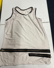 White Black Zip Dance Costume Dress Tunic Sleeveless Contemporary Performance