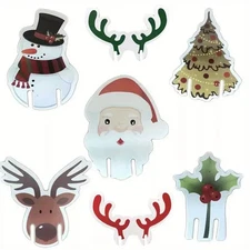 christmas table decoration for glasses cup card santa head design pack of 10