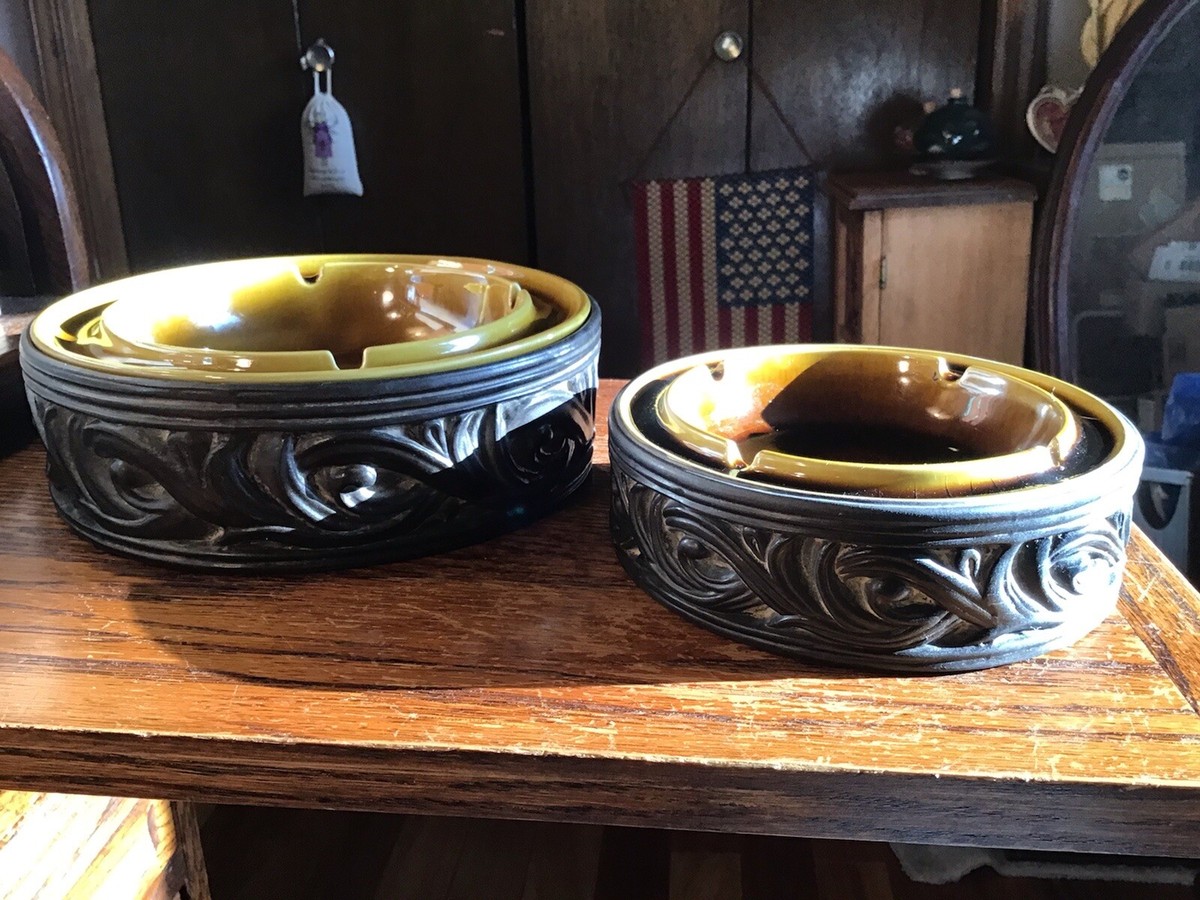 Mid Century Modern ROYAL HAEGER CERAMIC Black & Avocado