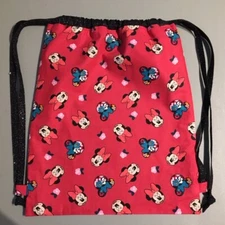 Minnie Mouse Drawstring Cinch Bag Backpack * 100% Cotton * Handcrafted *