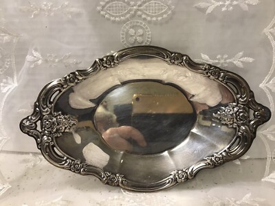 Oval Silver Silver Serving Tray Antique Vintage Community Silver
